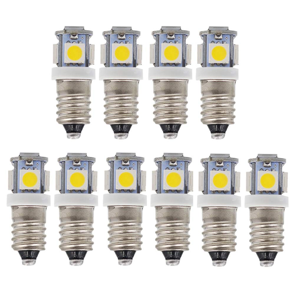 GutReise 10pcs E10 3V Warm White LED Bulbs Light Lamps 5SMD 0.5W 50LM (Warm White, 3V)