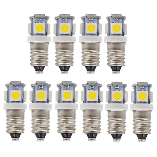 GutReise 10pcs E10 3V Warm White LED Bulbs Light Lamps 5SMD 0.5W 50LM (Warm White, 3V)