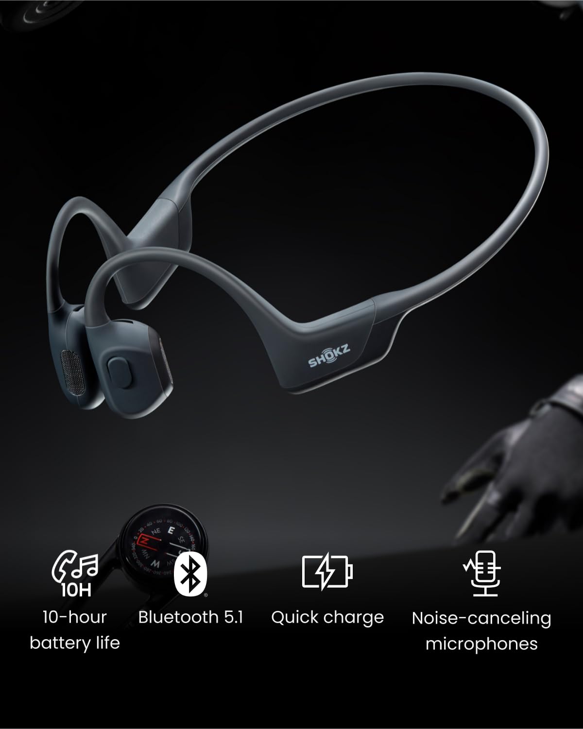 SHOKZ OpenRun Pro - Open-Ear Bluetooth Bone Conduction Sport Headphones (Renewed)