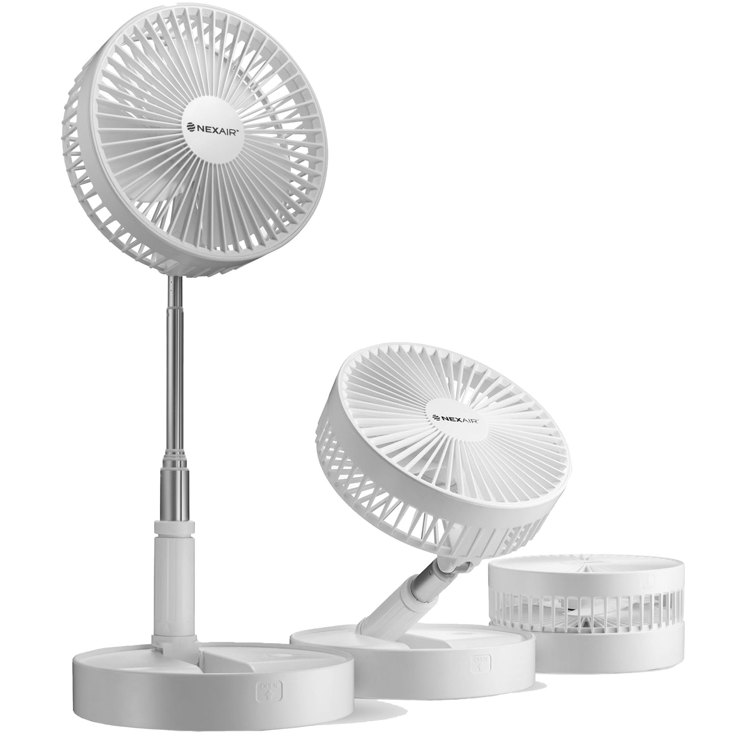 NEXAIR Premium 8" Foldable 4 Speed Portable Fan with Adjustable Height 14” - 39.5 in, Rechargeable Folding Fan For Home And Office, Quiet Floor Fan