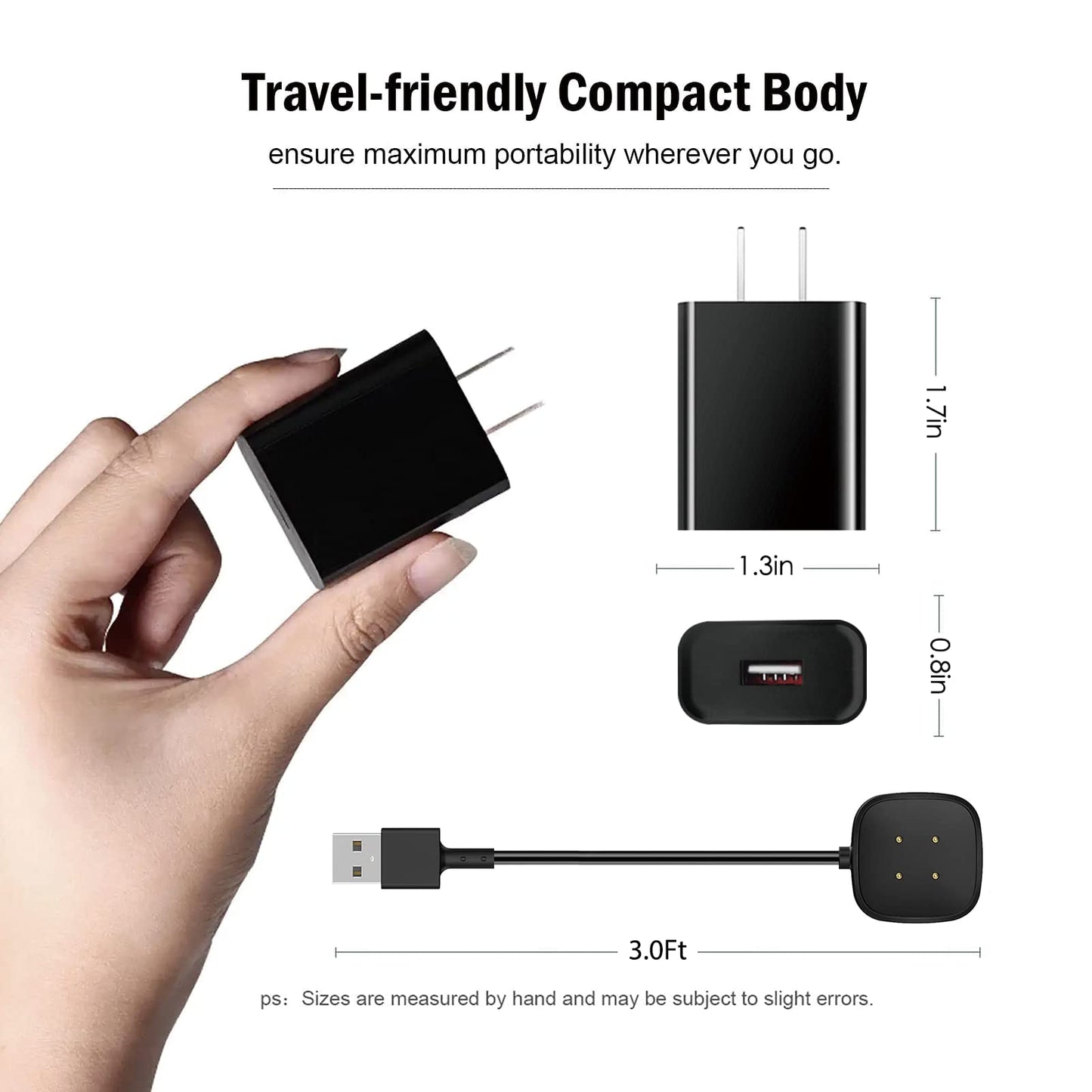 WZHENB Fast Wall Charger for Fitbit Sense & Versa 3 Versa 4 & Replacement Google Pixel Watch 3/2 USB Charging Cable Cord for Fit bit Sense
