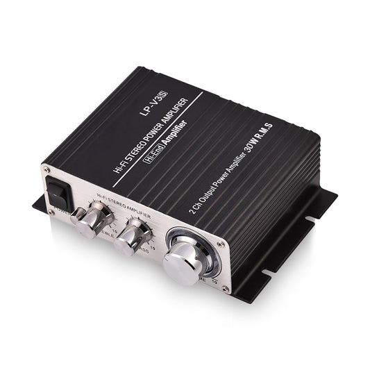 Power Amplifier, Mini 2 Channel HiFi Stereo Auto Car Audio, Power Amplifier Digital Amp with Bass, Treble & Volume Control, for Car, Motorcycle, Boat
