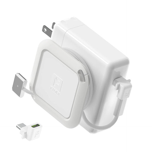 Fuse Reel The Side Kick Collapsible Charger Organizer With USB-C Right Angle Adapter Compatible with MacBook and PC charging cords and adapter cable