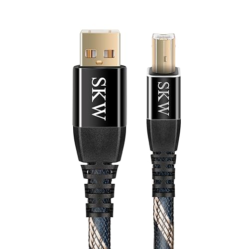 SKW Audiophiles USB 2.0 DAC Audio Cable USB Type A to USB Type B Printer Cable for Computer to DAC, Sound Card, or Headphone Amplifier 3.2ft(1m)