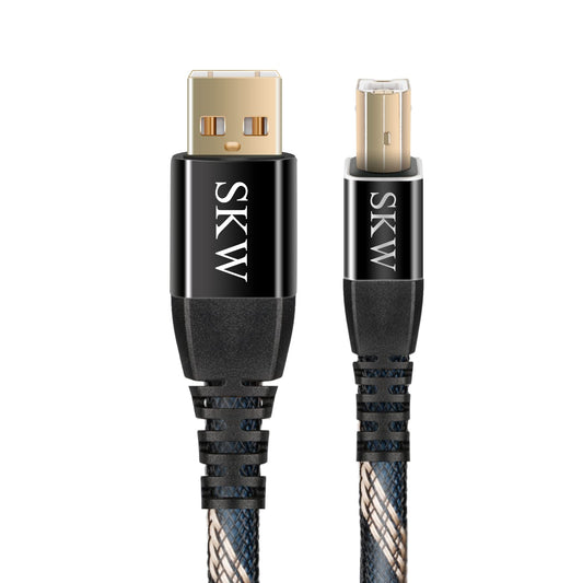 SKW Audiophiles USB 2.0 DAC Audio Cable USB Type A to USB Type B Printer Cable for Computer to DAC, Sound Card, or Headphone Amplifier 3.2ft(1m)