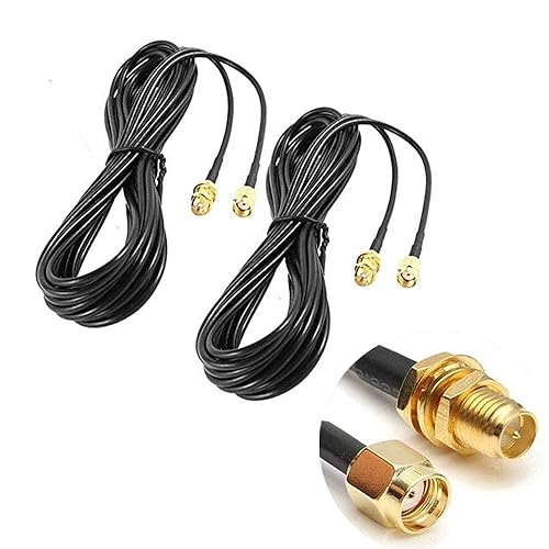 CORONIR 2Pack 33ft WiFi Antenna Extension Cable RP-SMA Male to Female Connector for Wireless LAN Router Bridge Wireless Network Card Security IP