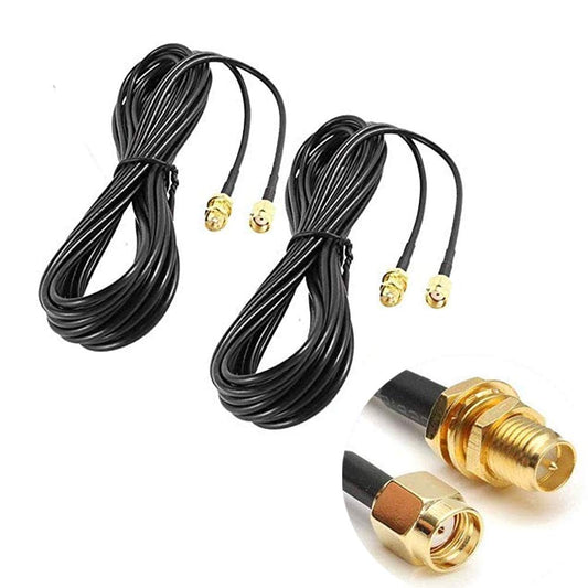 CORONIR 2Pack 33ft WiFi Antenna Extension Cable RP-SMA Male to Female Connector for Wireless LAN Router Bridge Wireless Network Card Security IP