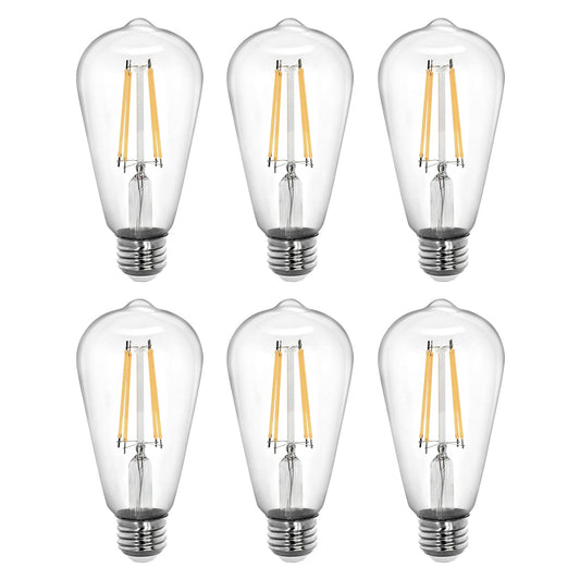 Tenergy Vintage LED Edison Bulbs 8W, Equivalent 60W Incandescent, Cool White Light Color 4000K, ST64 Antique LED Filament Bulbs, E26 Medium Base