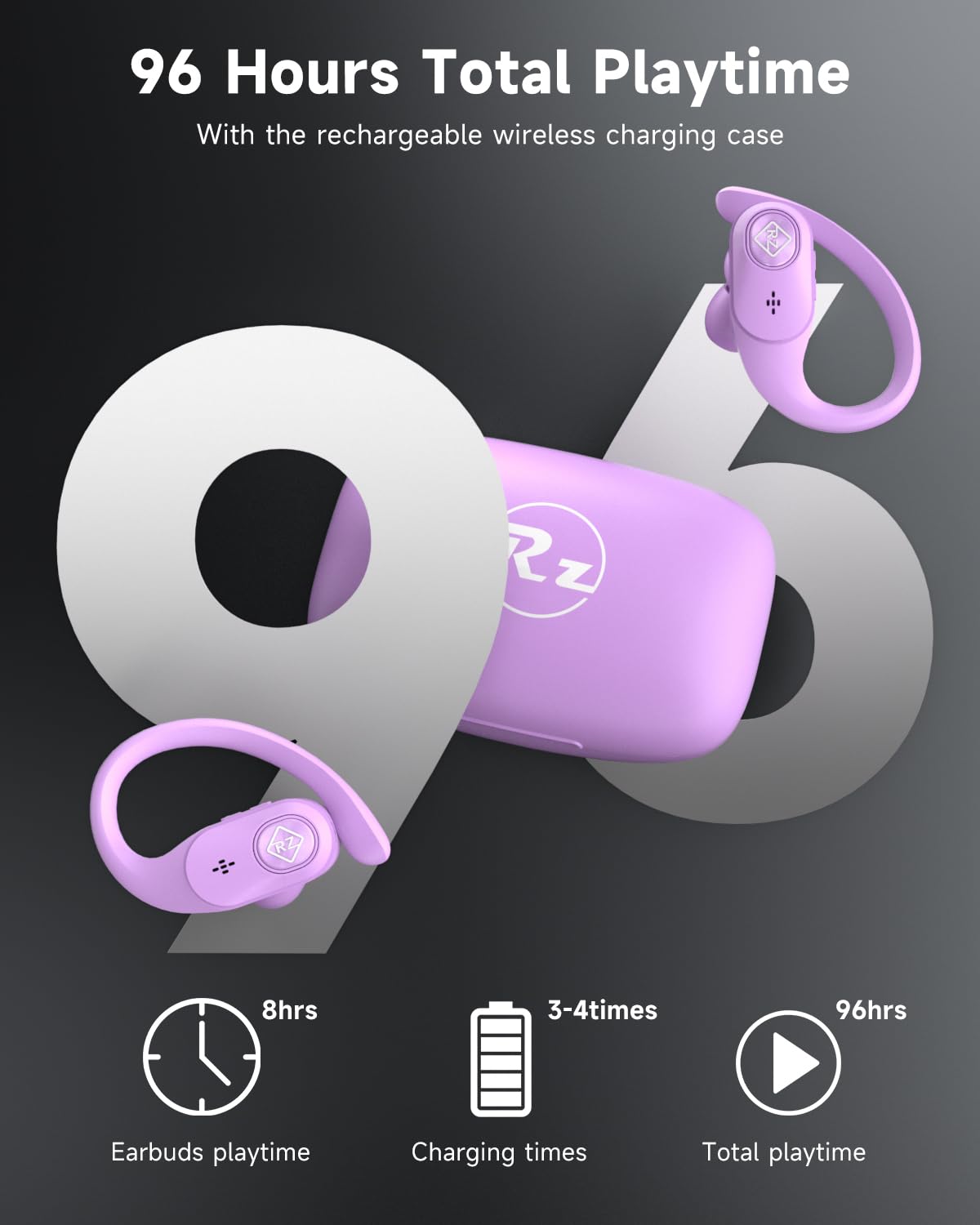 Wireless Earbuds Bluetooth Headphones Wireless Charging Case LED Display 40H Playtime Built in Mic Over Ear buds Waterproof Earphones with Earhooks…