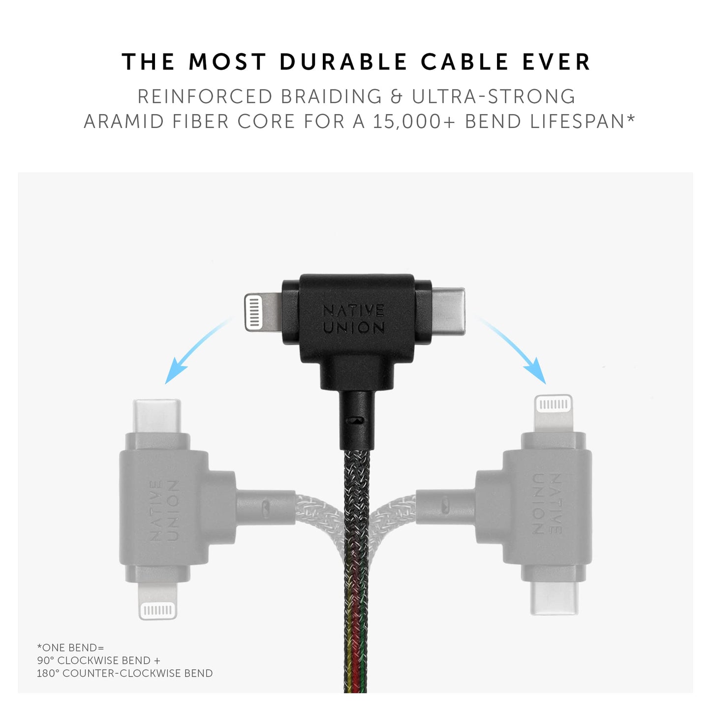 Native Union Belt Cable Duo - 5ft Ultra-Strong Braided Universal Charging Cable - Made with Recycled Materials - 2-in-1 Multi-Device MFi Certified…
