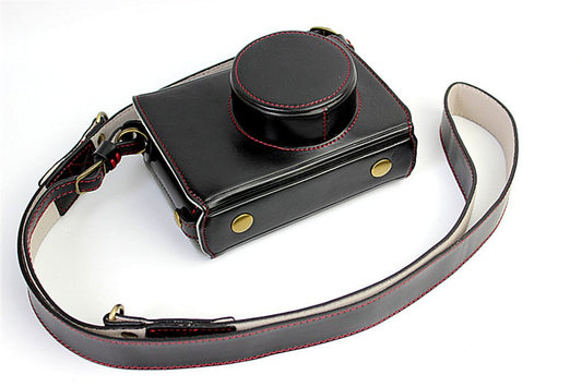 X100 Case, BolinUS Handmade PU Leather Fullbody Camera Case Bag Cover for Fujifilm Fuji X100 X100S X100T Bottom Opening Version + Neck Strap -Black