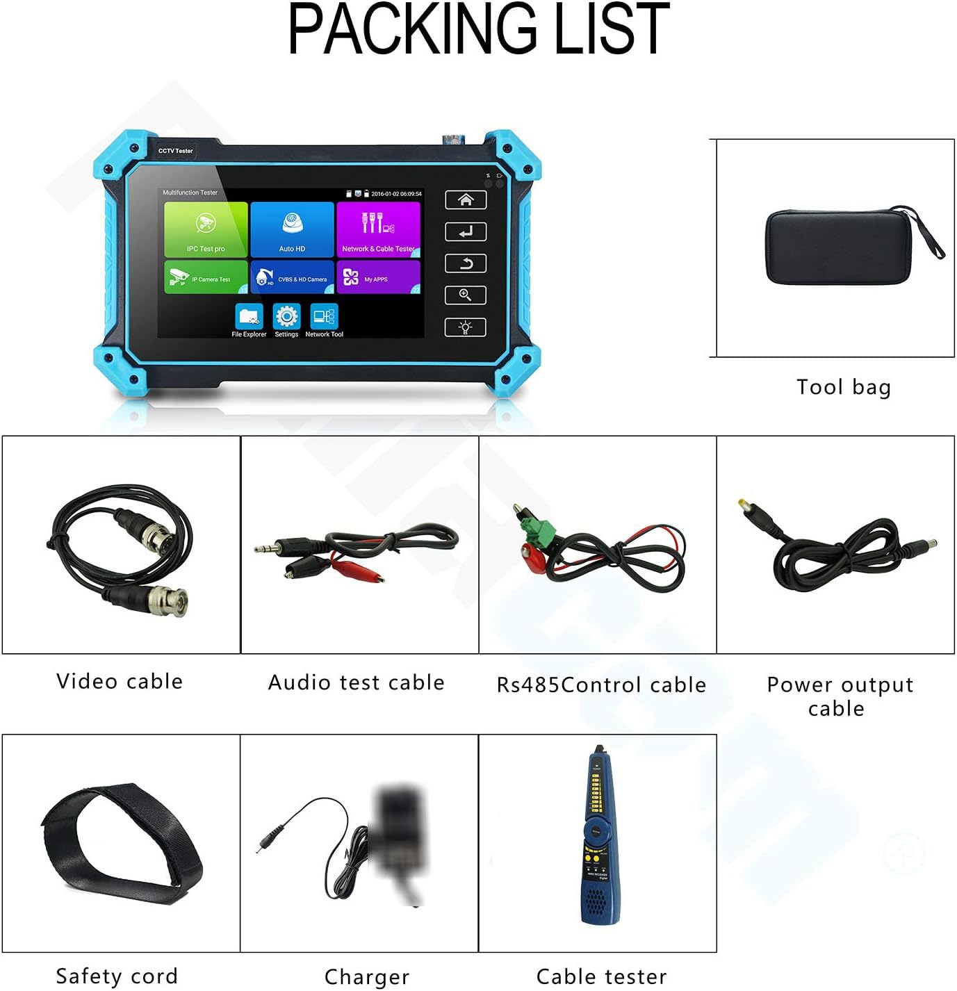 CCTV Tester IPC-5100 Plus 5.4inch Screen 8MP IP CVI TVI AHD Analog 5 in 1 HD Tester-Monitor VGA & 4K HDMI Input Cable Tracer Power in