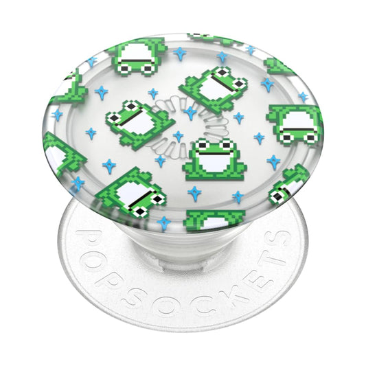 PopSockets Adhesive Phone Grip, Holder, Phone Stand, Plant-based - Translucent 8 Bit Frogs