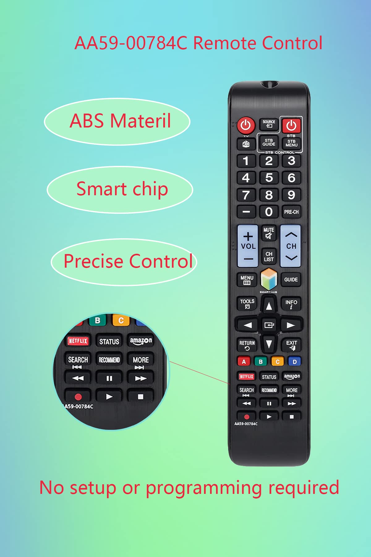 GHUST AA59-00784C Remote Control Replacement for Samsung Smart HD TV UN32F6350 UN40F5500 UN40F6350 UN46F5500 UN46F6350 UN50F5500 UN50F6350 UN55F6350