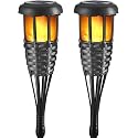 Lapsnail Flickering Flames Torch Solar Lights Handmade Bamboo Outside Flame Lighting Waterproof for Path, Garden, Outdoor Decoration