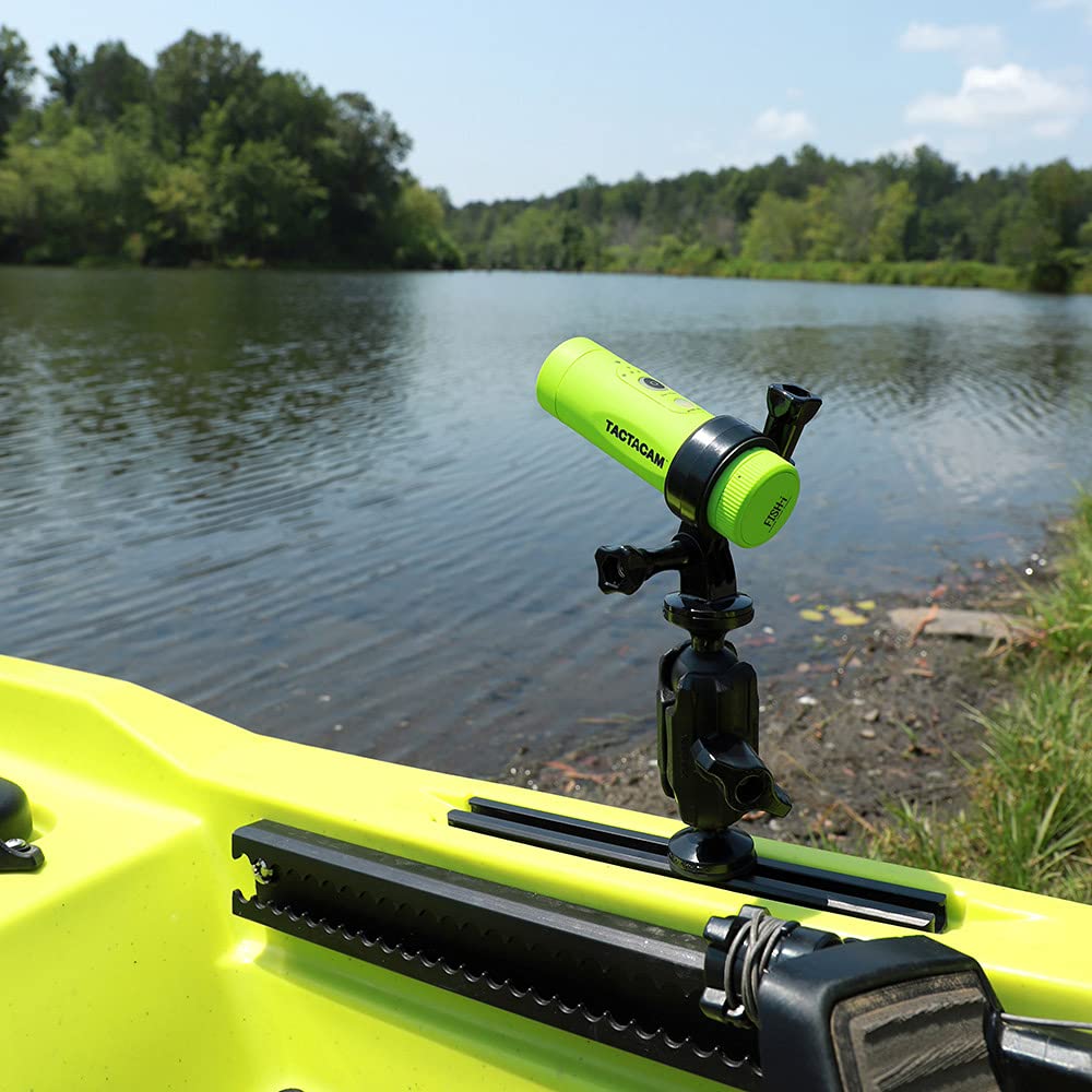 YakAttack Articulating Camera Mount | 5.5" Tall with ScrewBall Base | Compatible with GoPro & 1/4-20 | Low-Profile Adjustable Track Mount for Kayaks |