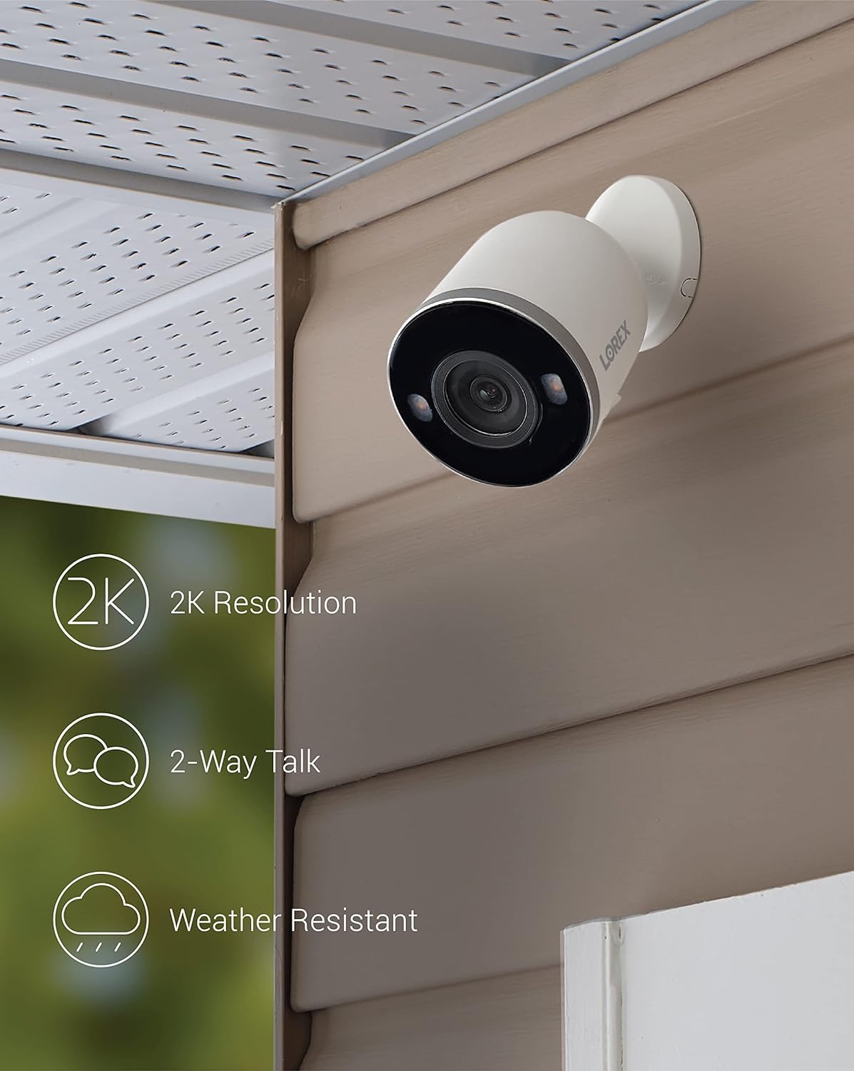 Lorex 2K Indoor/Outdoor Spotlight Camera with Color Night Vision, 2-Way Talk, Person Detection, White (White)