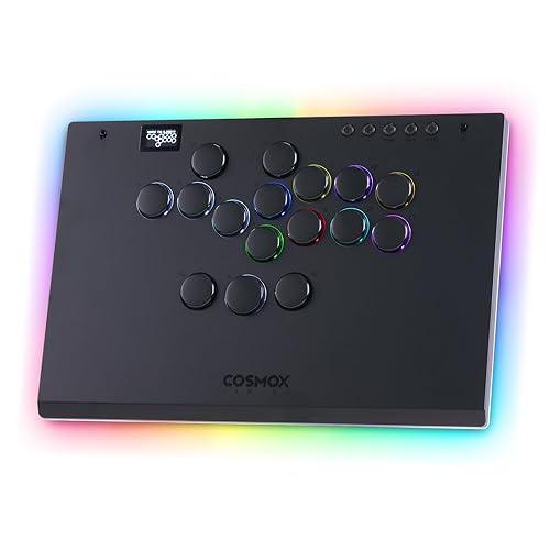 Haute42 Leverless Controller for Arcade Gaming: M Ultra Large & Slim Aluminum Alloy Template - 16 Key Crystal Low-profile Switches - Custom RGB
