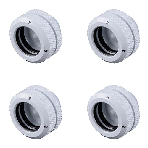 Bitspower 4-Pack G1/4" Multi-Link Fitting for 14mm OD Rigid Tubing, White, Desktop Water Cooling Component