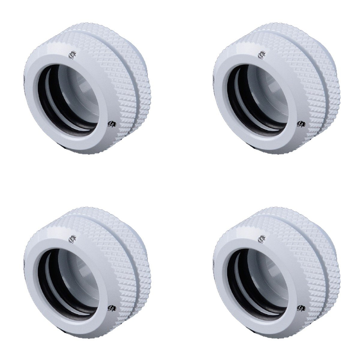 Bitspower 4-Pack G1/4" Multi-Link Fitting for 14mm OD Rigid Tubing, White, Desktop Water Cooling Component