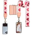 LIVLOV Clip and Go Strap for Phone with Zippered Wallet Crossbody, Extended Length Mobile Lanyard with Adjustable Phone Wristlet, Girls Go Strap