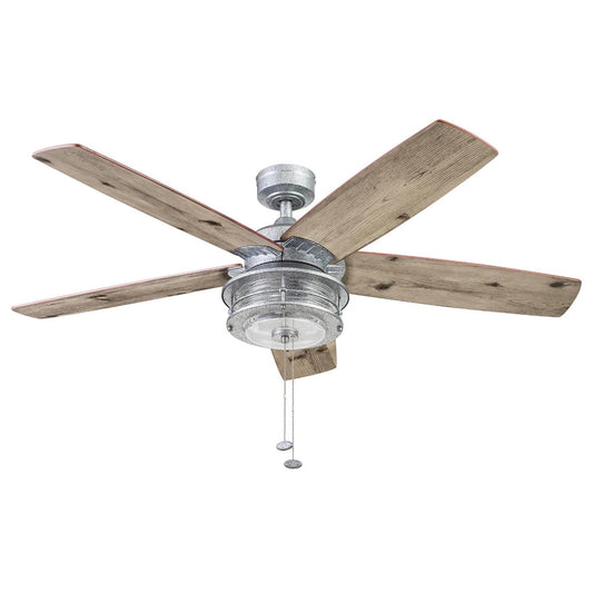 Honeywell Foxhaven Farmhouse 52 Inch Ceiling Fan with LED Light, Galvanized