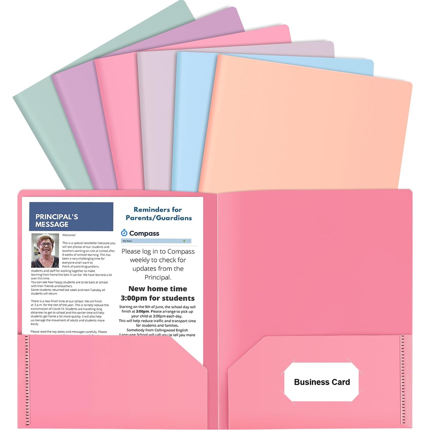 6 Pack Colored File Folders with Pockets, Pastel Pocket Folders, Plastic
