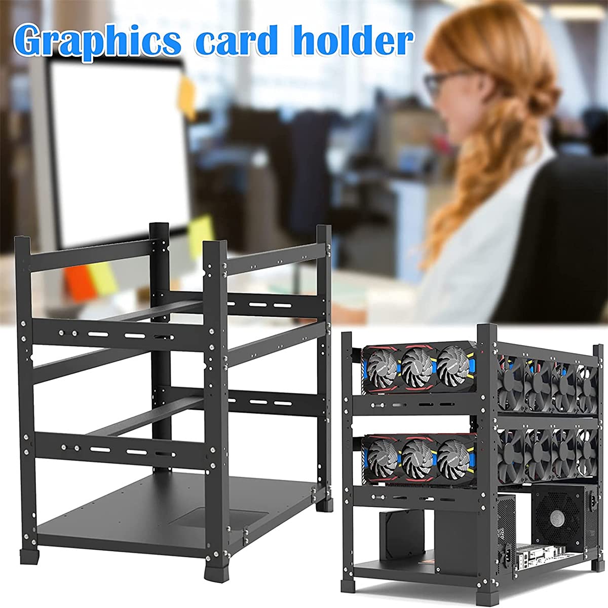 12GPU Stackable Mining Rig Frame, Steel Open Air Mining Rig Case, Solid Miner Frame for Crypto Ethereum ETH RVN Ergo Miner Mining Case Rack Fits Dual