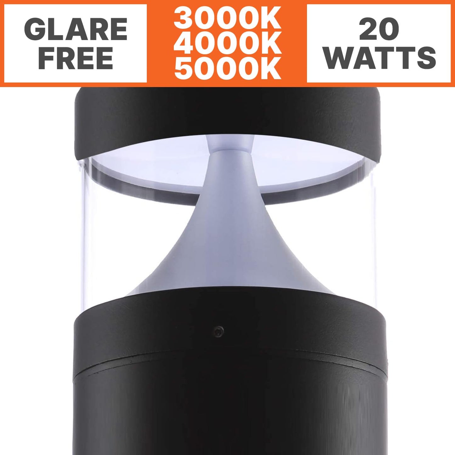 LightingLabs Led Bollard Landscape Lighting 20 Watts 40 Inch 3CCT 3000/4000/5000K 120-277V Outdoor Pathway Light Wired Ideal for Garden, Commercial