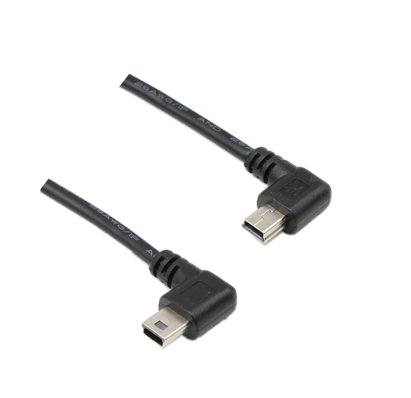 CERRXIAN 9Inch Mini USB Cable Combo Mini USB Right Angle & Left Angle Male to USB Type A 2.0 Right Angle Male Data Sync and Charge Cable