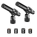 Neewer 2-Pack Pencil Stick Condenser Mic with Interchangeable Omni Cardioid and Super Cardioid Capsules Foam Windscreens Mic Clip and Carrying Case