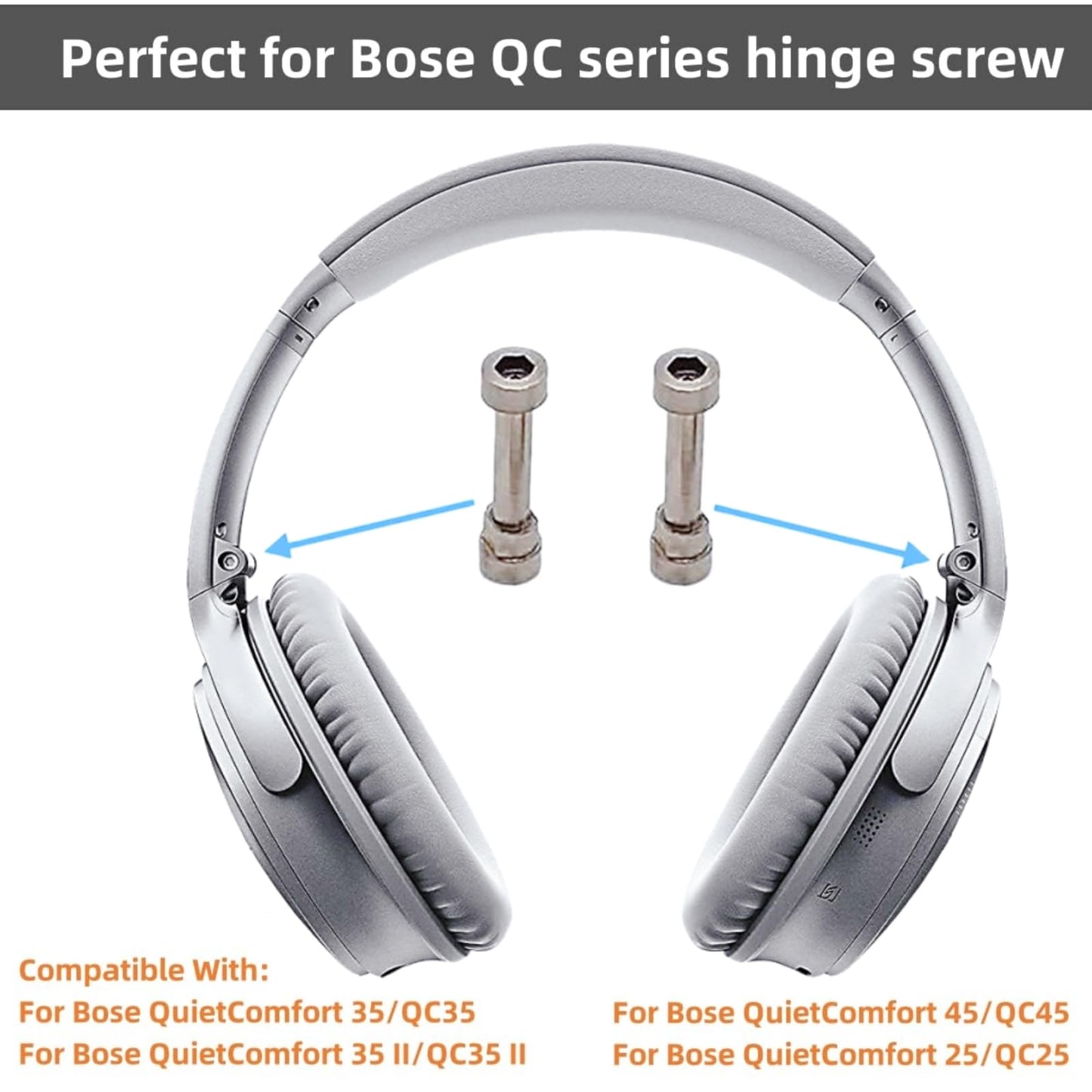 Headband Hinge Screws - for Bose QC35 QC45 QC25 316 Stainless Steel Headband Swivel Screw Repair Kit