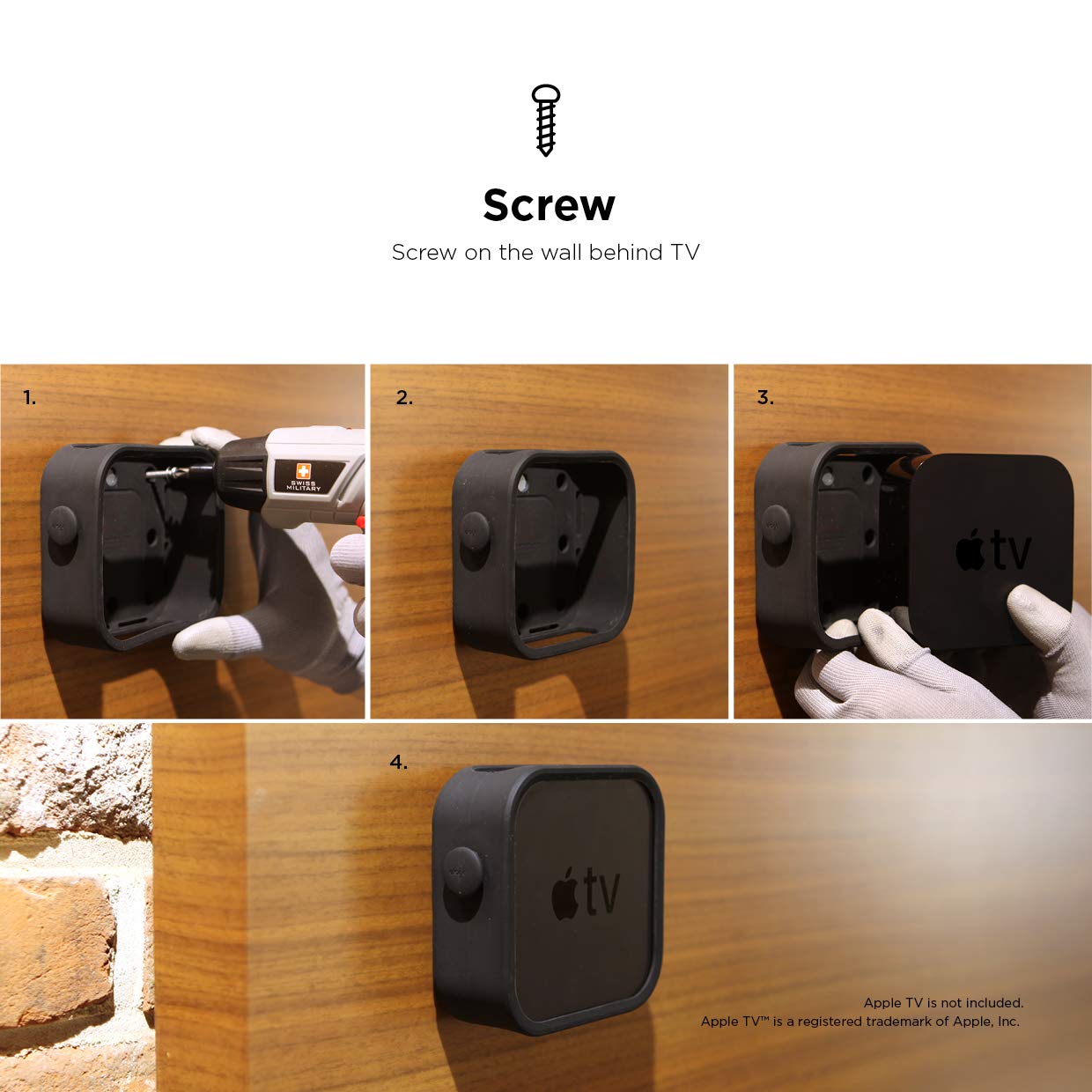 elago Apple TV Mount - 3 Mount Options (Magnet, Hang, Screw), Compatible with Apple TV 4K 2021 / HD and All Models, Prevents overheating