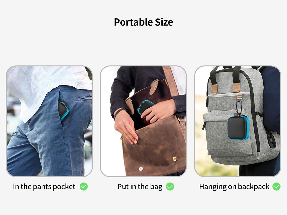 SUNGUY [5-Pack Earbud Case, Portable EVA Small Earbuds Carrying Case Storage Bag Organizer with Carabiners for Earphones, Earbuds, Earpieces, SD