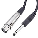 CableWholesale 3-Pin XLR Female to 1/4" Mono Male Audio Cable, 24 AWG Microphone Cable, 15 feet