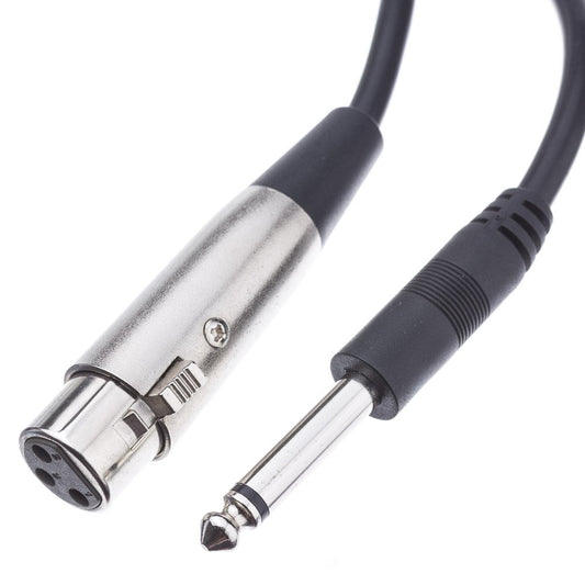 CableWholesale 3-Pin XLR Female to 1/4" Mono Male Audio Cable, 24 AWG Microphone Cable, 15 feet