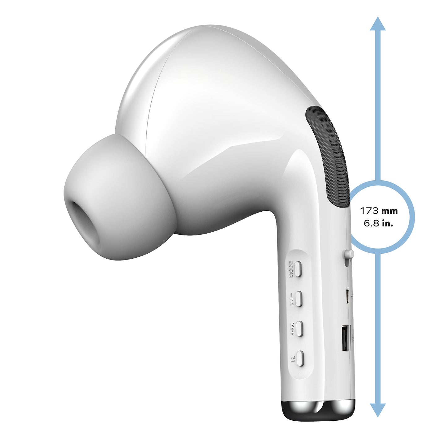 Coby Portable Bluetooth Speaker, Earbud-Shaped Wireless Speaker with Deep Bass, FM Radio, Built-in Mic, TF Card & AUX Support, Rechargeable Battery
