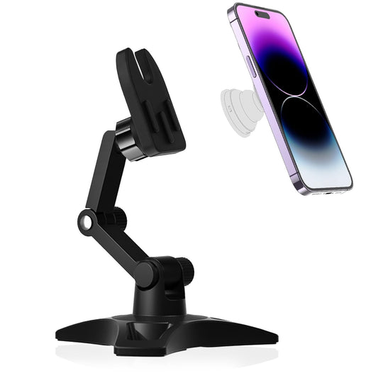 Cell Phone Stand Works for Popsocket, Height Angle Adjustable Desk Phone Holder, Heavy Duty Phone Stand for Desk for Home, Fits for All Sockets Grips