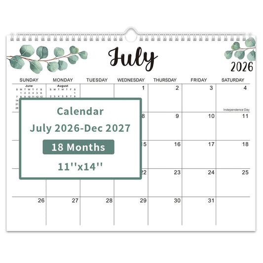 Comix 2026-2027 Wall Calendar, 18 Months Jul 2026 - Dec 2027 Monthly Planner, 120 GSM Thick Paper Lined Blocks, Hanging Calendar for Home Office