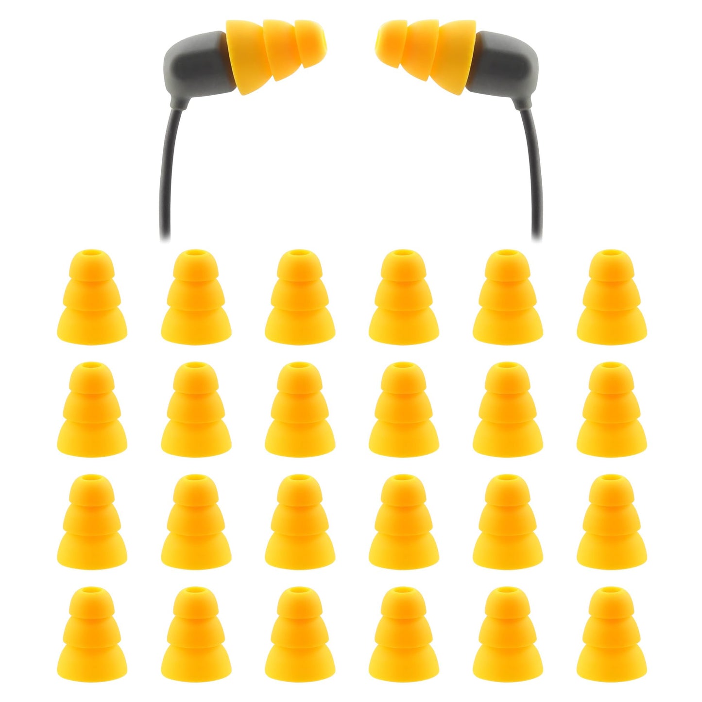 NANLANFAN Replacement Triple Flange Ear Tips for Elgin Discord Gen 3 / Rumble/Rumble Wired, Soft Silicone Ear Tips, 12 Pairs (Yellow, Large)