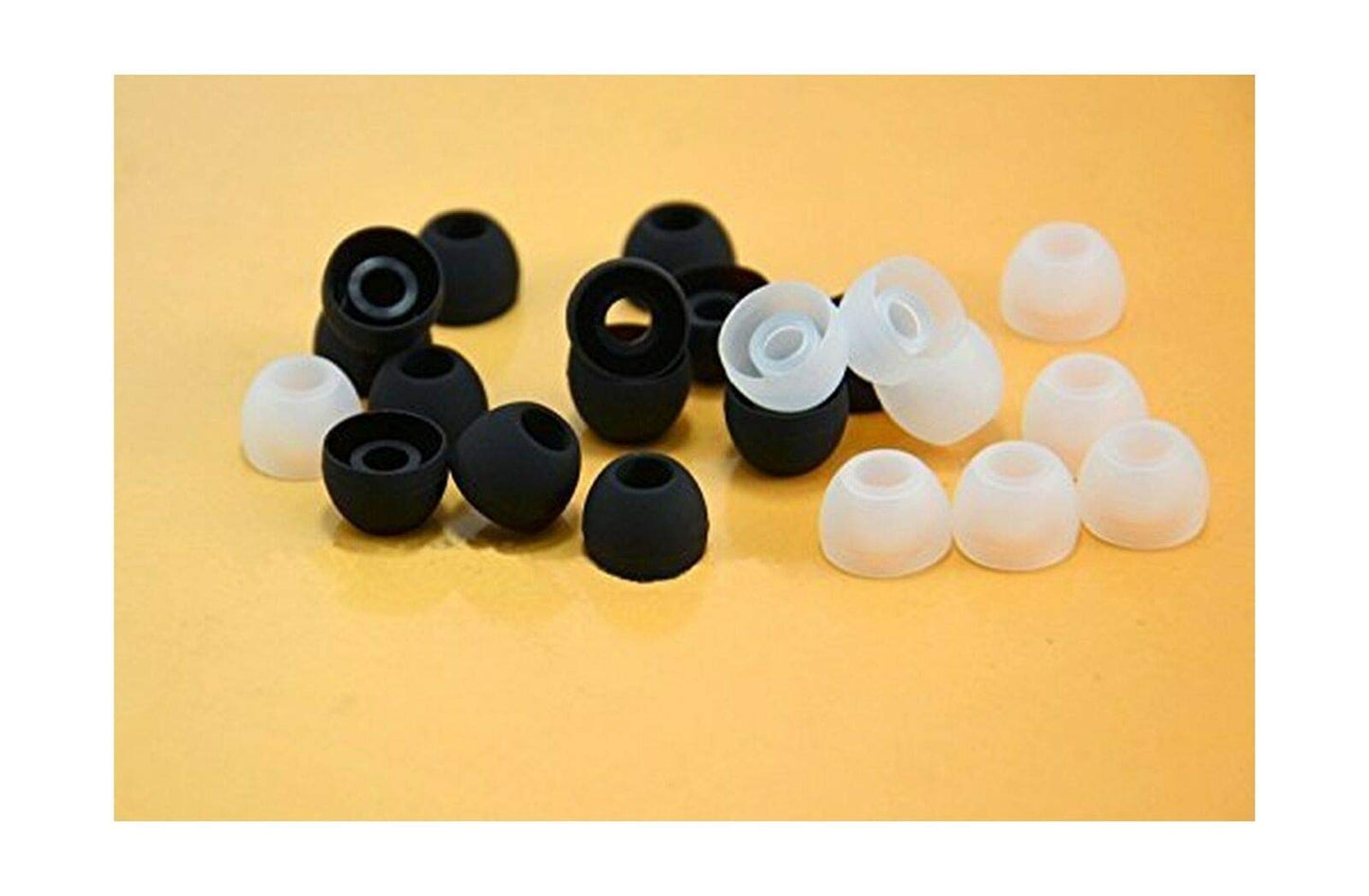 Medium Earbud Tips Silicone Rubber Replacements - 10 Black, 10 Clear