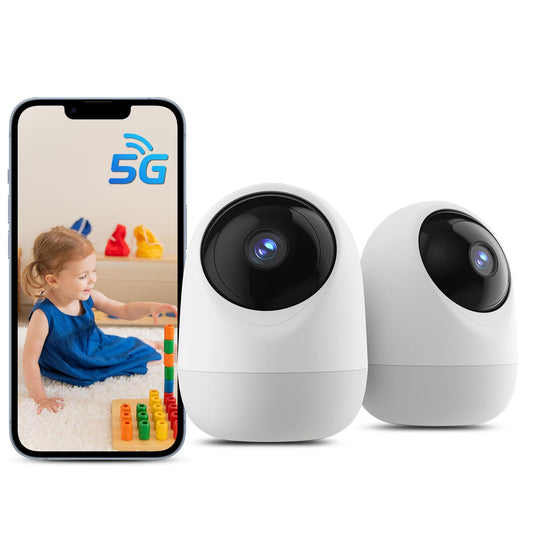 Indoor Security Camera, 5&2.4Ghz WiFi Cameras for Home Security, Pet/Baby Motion/Sound Detection, Auto Tracking, 2-Way Audio, Siren, Compatible