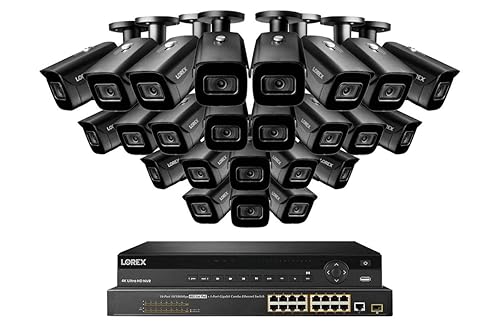 Lorex 4K 32-Channel Nocturnal NVR System with Nocturnal 3 Smart IP Optical Zoom Security Cameras with Real-Time 30FPS Recording 24 / Black