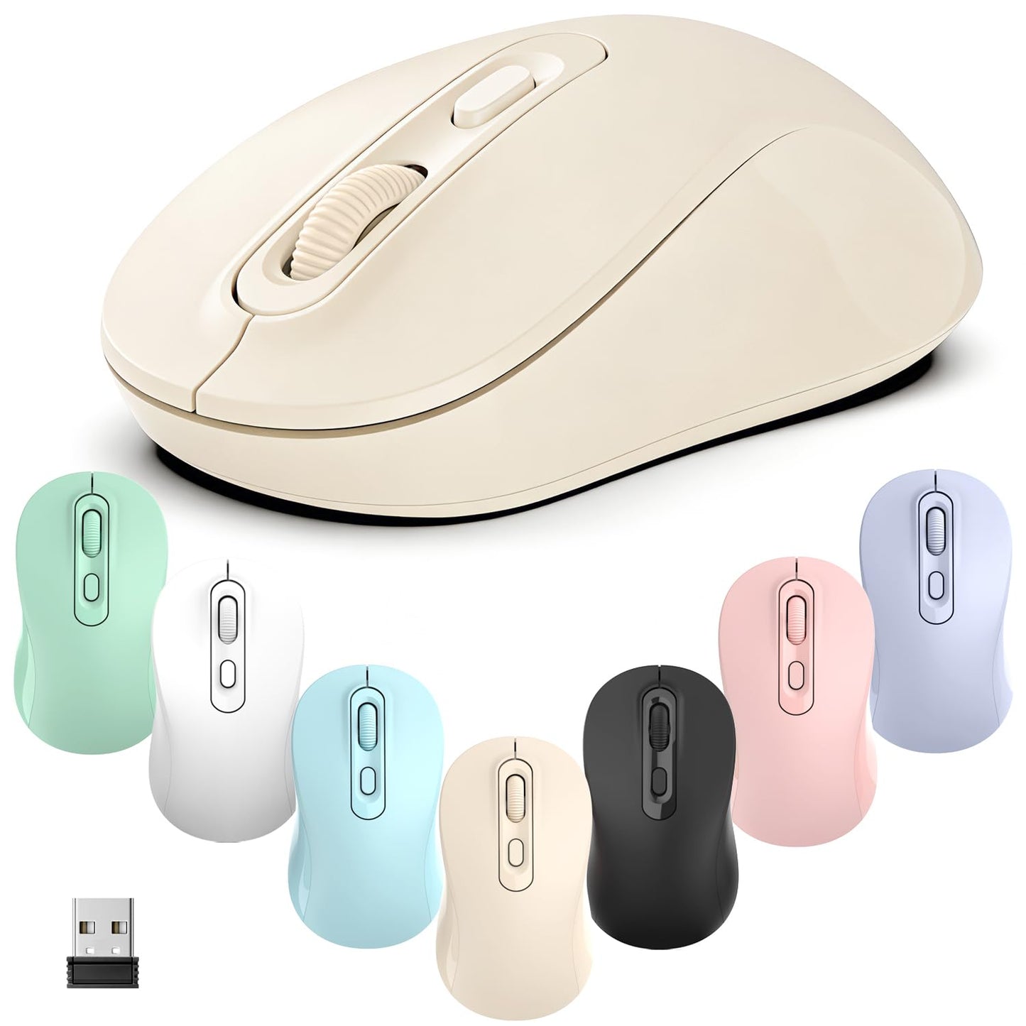 TvvTvvT Wireless Mouse, 2026 New Model, Silent Click Ergonomic Design, Portable, 4 Buttons, Adjustable DPI (800/1200/1600), for Laptop/PC/Office
