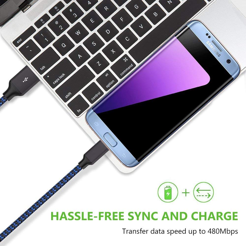 Micro USB Cable, 3Pack 10FT Android Charger Cable Long Nylon Braided Sync and Fast Charging Cord Compatible with Samsung Galaxy S7 S6 Edge, Android