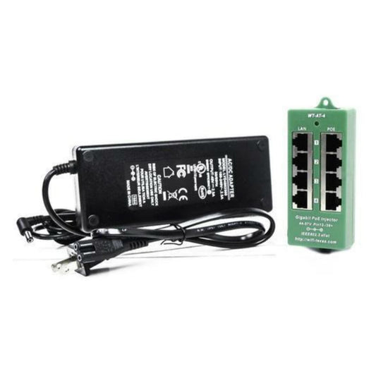 PoE Texas 4 Port PoE/PoE+ Injector with 56V 120W Power Supply - Gigabit Injector - Active Mode A Power Over Ethernet Multi Port PoE Adapter - Supports
