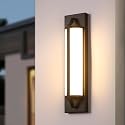 senroyal 18 Inch Modern Outdoor Wall Lights, Dimmable LED Black Exterior Wall Sconce Lighting Fixtures with Milk Glass, Rectangular Outdoor Lights
