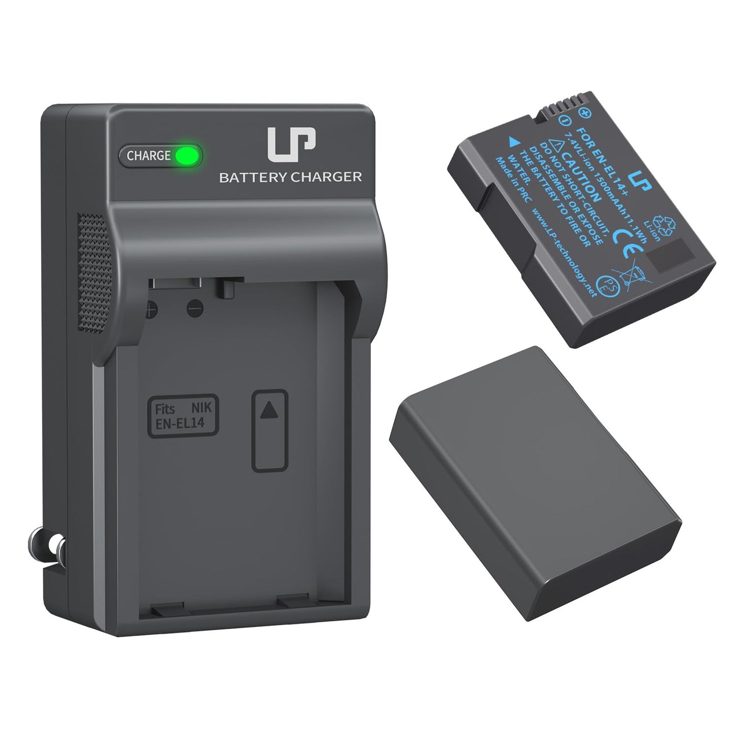 LP EN-EL14 EN EL14a Battery Charger Pack, 2-Pack Battery 1500mAh Compatible with Nikon D3500, D5600, D3300, D5100, D5500, D3100, D3200, D5200, D5300