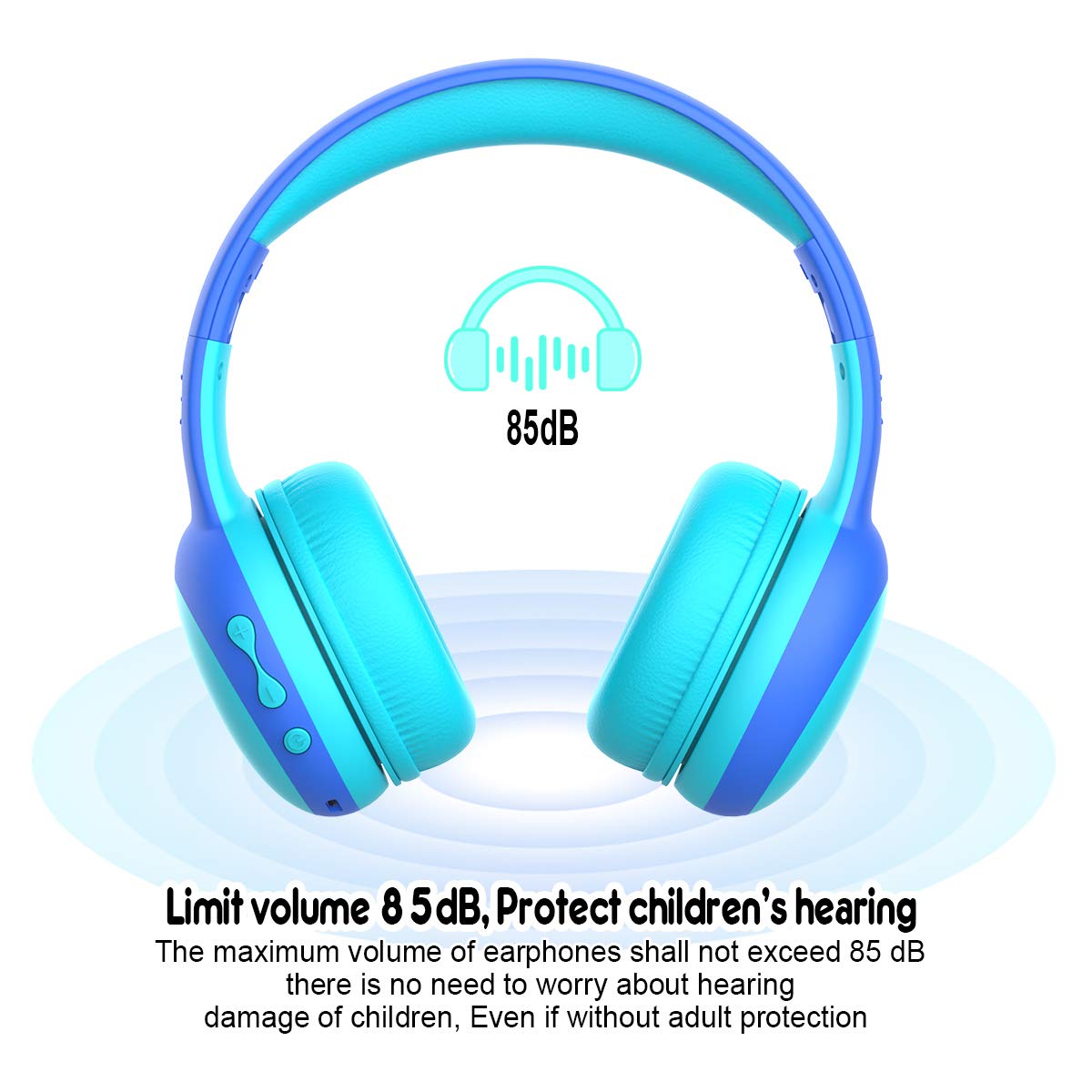 gorsun Kids Bluetooth Headphones, Portable Wireless Headset for Kids, Bluetooth 5.3, Over-Ear Toddler Headphones with Microphone, 85dB Volume Limited