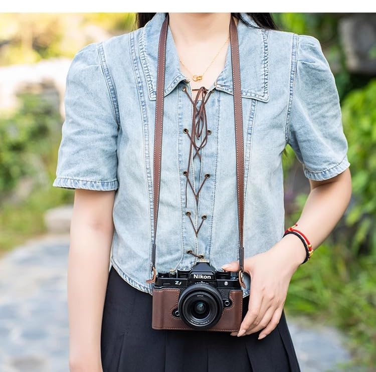 CAMINSTARRY Genuine Leather Camera Half Case Cover Bag With Hand Grip for Zf Camera Accessories Retro Brown Coffe Cover Handmade